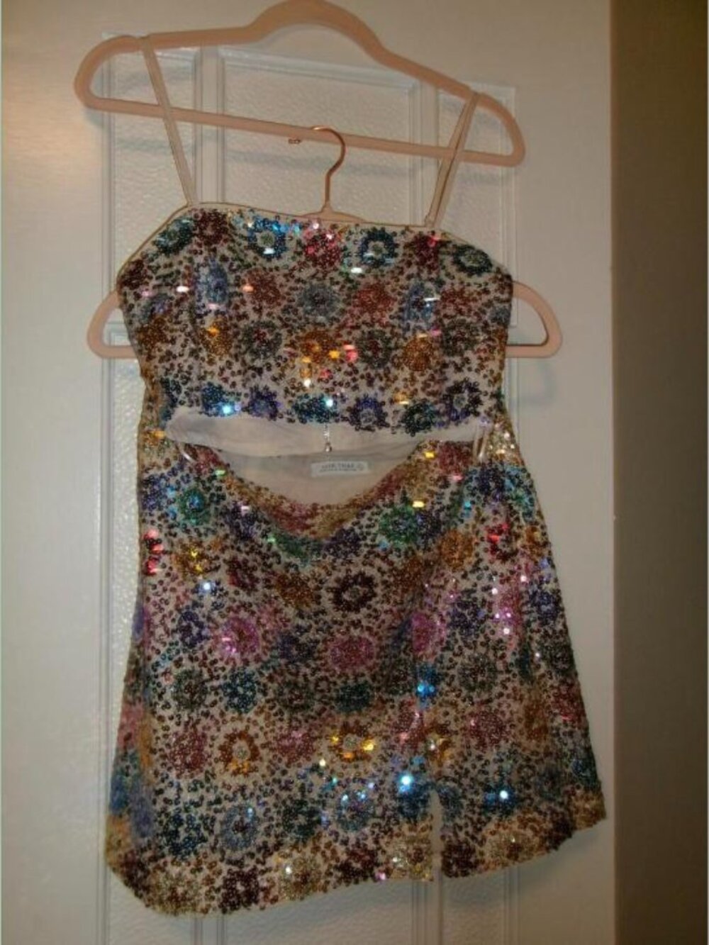 12th Tribe Dynamo Sequin Set Bustier Crop Top + Mini Skirt (Top NWT)